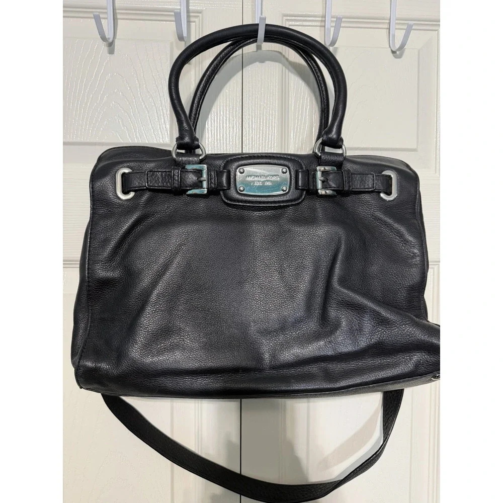 Michael Kors Women's Hamilton Medium Satchel Black Bag